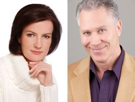 Woman and man happy with BeeFirm® bee venon mask.